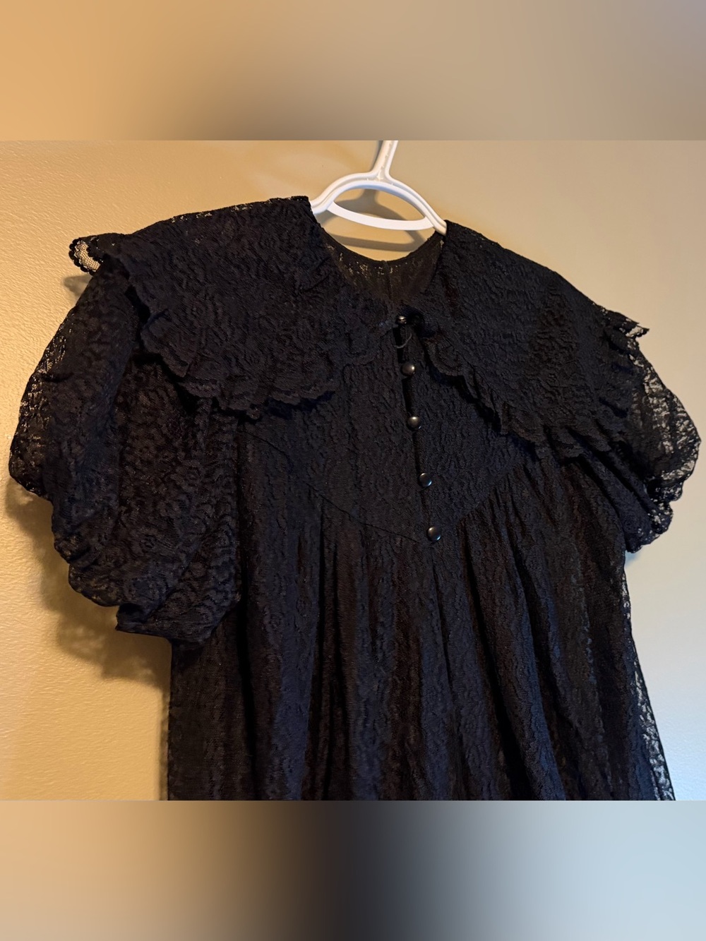 Vintage 70’s Ideal Lingerie Black All Over Lace Whimsigoth Cottagecore Cape - Picture 2 of 13